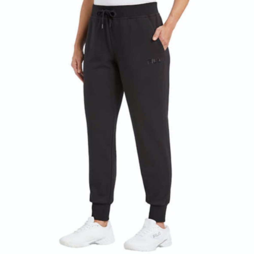 NWT FILA Womens French Terry Drawstring Jogger Black Size XS $60 9C183